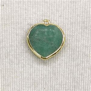 Green Aventurine Heart Pendant Faceted, approx 15mm