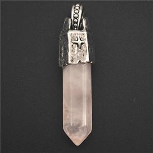 Pink Rose Quartz Prism Pendant, approx 8-40mm