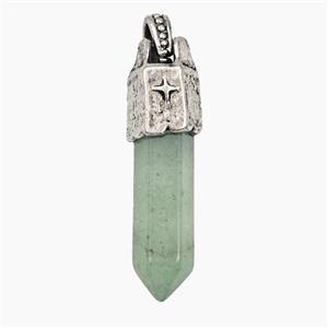 Green Aventurine Prism Pendant, approx 8-40mm