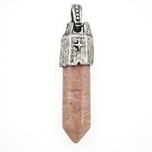 Pink Wood Lace Jasper Prism Pendant, approx 8-40mm