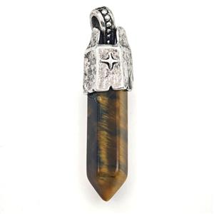 Tiger Eye Stone Prism Pendant, approx 8-40mm