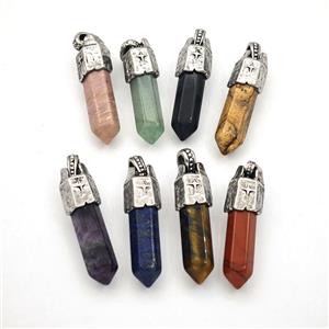 Natural Gemstone Prism Pendant Mixed, approx 8-40mm