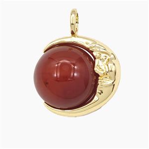 Red Dye Agate Round Ball Pendant, approx 16mm