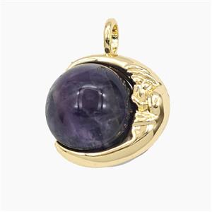 Purple Amethyst Round Ball Pendant, approx 16mm