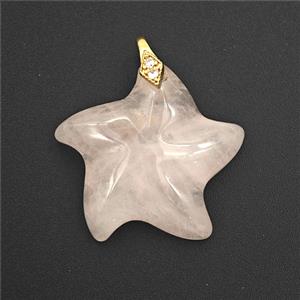 Pink Rose Quartz Starfish Pendant, approx 25mm