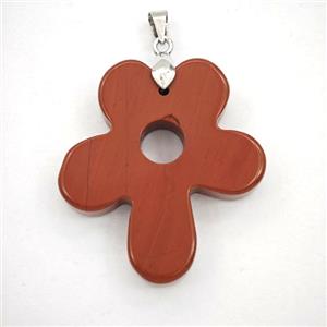Red Jasper Flower Pendant, approx 30-35mm