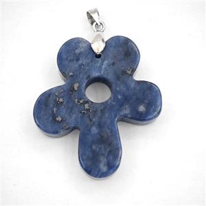 Blue Sodalite Flower Pendant, approx 30-35mm