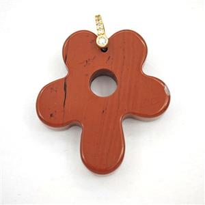 Red Jasper Flower Pendant, approx 30-35mm