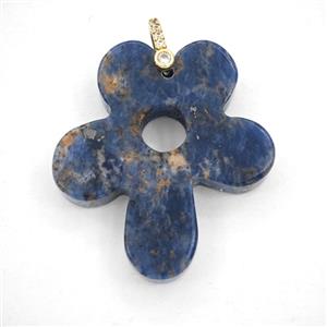 Blue Sodalite Flower Pendant, approx 30-35mm