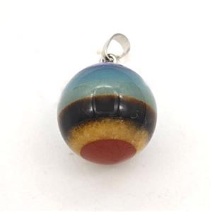 Multi Gemstone Chakra Round Ball Pendant Sphere, approx 20mm