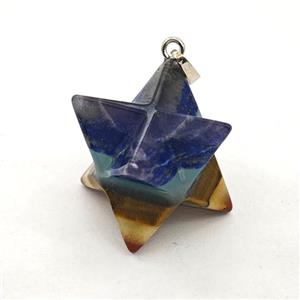 Multi Gemstone Chakra 3D-Star Pendant, approx 20-35mm