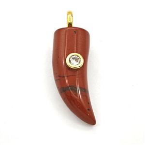 Red Jasper Horn Pendant Pave Zirconia, approx 12-40mm