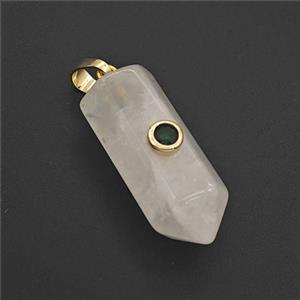 Clear Quartz Bullet Pendant Pave Zirconia, approx 12-30mm