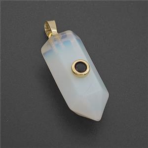 White Opalite Bullet Pendant Pave Zirconia, approx 12-30mm