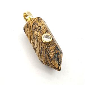 Picture Jasper Bullet Pendant Pave Zirconia, approx 12-30mm