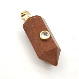 Golden Sandstone Bullet Pendant Pave Zirconia, approx 12-30mm