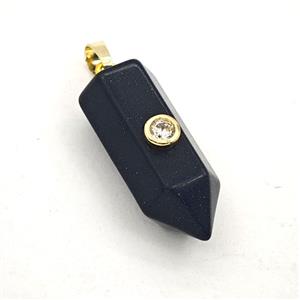 Blue Sandstone Bullet Pendant Pave Zirconia, approx 12-30mm