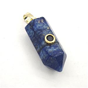 Blue Lapis Lazuli Bullet Pendant Pave Zirconia, approx 12-30mm