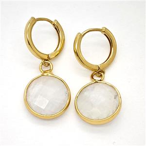 Clear Quartz Copper Hoop Earrings Circle Gold Plated, approx 14mm, 14mm dia