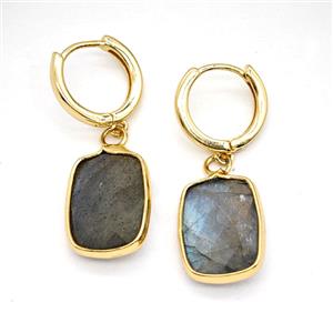Labradorite Copper Hoop Earrings Rectangle Gold Plated, approx 12-16mm, 14mm dia