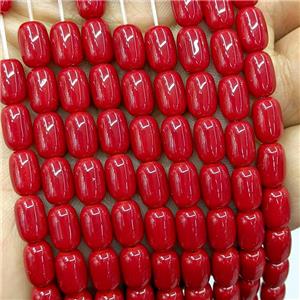 Red Jadeite Glass Barrel Beads, approx 6-9mm