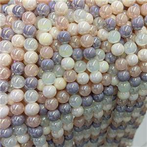 Round Jadeite Glass Beads Mixed Color Electroplated Smooth, approx 10mm
