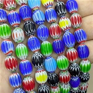 Lampwork Glass Rice Beads Mixed Color, approx 10-13mm