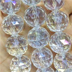 Crystal Glass Beads Faceted Round Clear AB-Color, approx 20mm dia