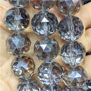 Crystal Glass Beads Faceted Round Gray, approx 20mm dia