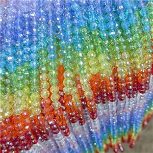 Crystal Glass Beads Faceted Round Mixed Color, approx 8mm, 48pcs per st