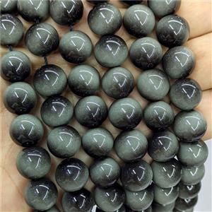 Tiger Eye Glass Beads Smooth Round Gray, approx 12mm