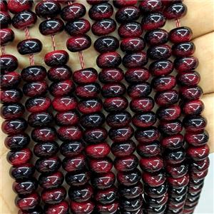 Tiger Eye Glass Rondelle Beads Smooth Red, approx 5x8mm