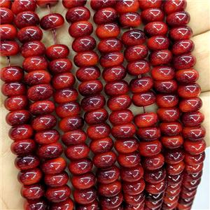Tiger Eye Glass Rondelle Beads Smooth Red, approx 5x8mm