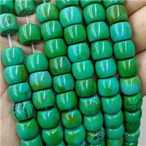 Sinkiang Turquoise Barrel Beads Green Dye, approx 11mm