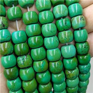 Sinkiang Turquoise Barrel Beads Green Dye, approx 12mm