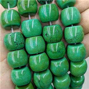 Sinkiang Turquoise Barrel Beads Green Dye, approx 18mm