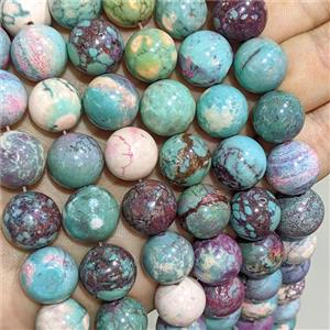 Natural Howlite Turquoise Beads Multicolor Dye Smooth Round, approx 14mm