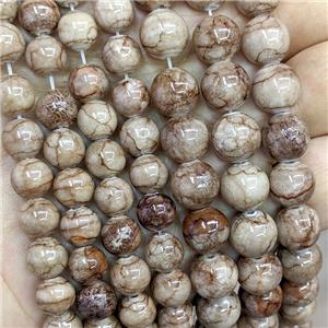 Coffee Botswana Jade Beads Dye Smooth Round, approx 4mm dia