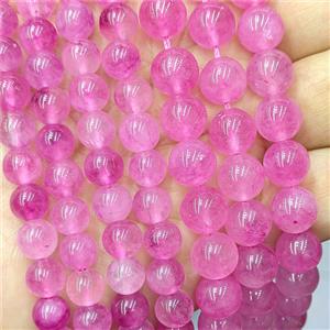 Hotpink Quartzite Jade Round Beads Smooth Dye, approx 8mm