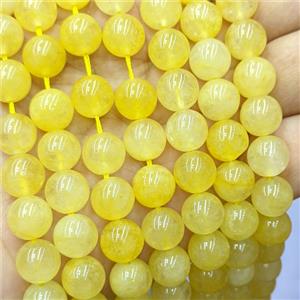 Yellow Quartzite Jade Round Beads Smooth Dye, approx 8mm