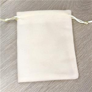 BeigeWhite Velvet Jewelry Pouch, approx 10x12cm