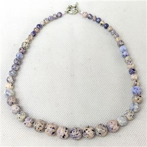 Natural River Jasper Graduated Necklace Purple Dye Smooth Round, approx 6-12mm
