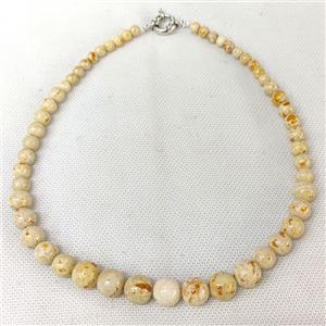 Natural River Jasper Graduated Necklace Yellow Dye Smooth Round, approx 6-12mm