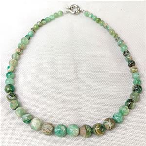 Natural Green Striped Jadeite Graduated Necklace Banded Smooth Round, approx 6-12mm