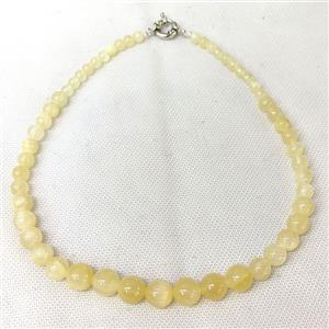 Yellow Selenite Graduated Necklace Smooth Round, approx 6-12mm