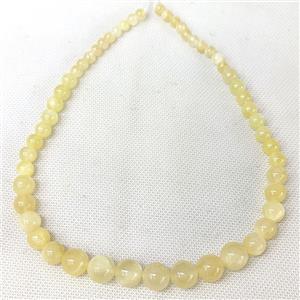 Yellow Selenite Graduated Beads Smooth Round, approx 6-12mm