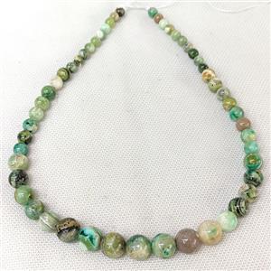 Natural Green Striped Jadeite Graduated Beads Banded Smooth Round, approx 6-12mm