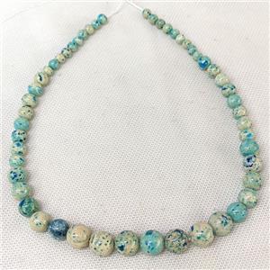 Natural River Jasper Graduated Beads Teal Dye Smooth Round, approx 6-12mm