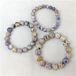 Natural River Jasper Bracelets Purple Dye Smooth Round Stretchy, approx 10mm