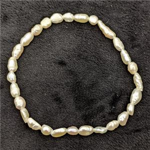 Natural White Pearl Bracelet Stretchy, approx 4-6mm